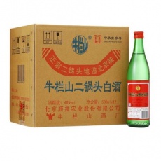 牛栏山 白酒 清香型 大二锅头 46度 500ml*12瓶 整箱装（绿瓶/绿牛二）